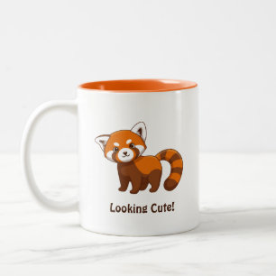 Caneca De Café Em Dois Tons Panda Vermelho Fofo