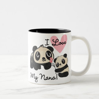 Caneca De Café Em Dois Tons Pandas eu amo minha Nana