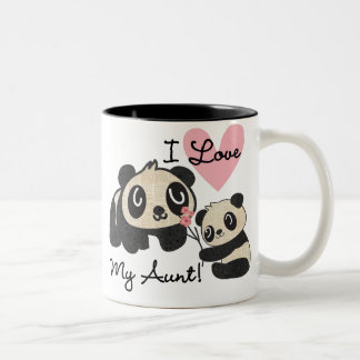 Caneca De Café Em Dois Tons Pandas eu amo minha tia