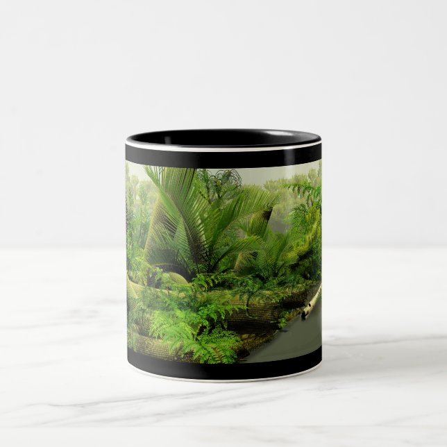 Caneca De Café Em Dois Tons Panorama carbonífero do pântano (Centro)
