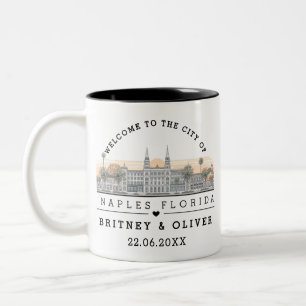 Caneca De Café Em Dois Tons Panorama de Naples Flórida – Favor de casamento pe