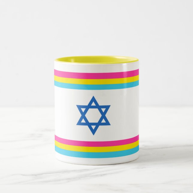 Caneca De Café Em Dois Tons Pansexual Israel Pride Flag (Centro)