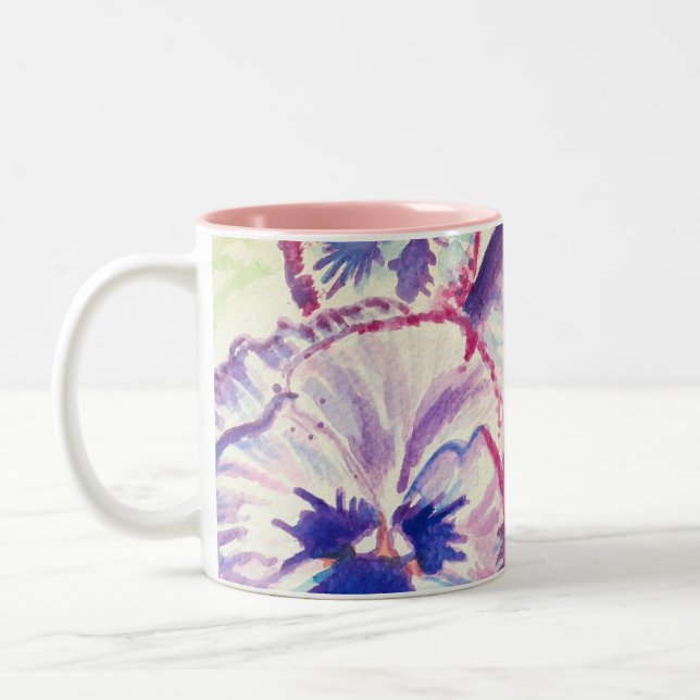 Caneca De Café Em Dois Tons Pansias Pansíveis Flor Púrpura Rosa (Esquerda)