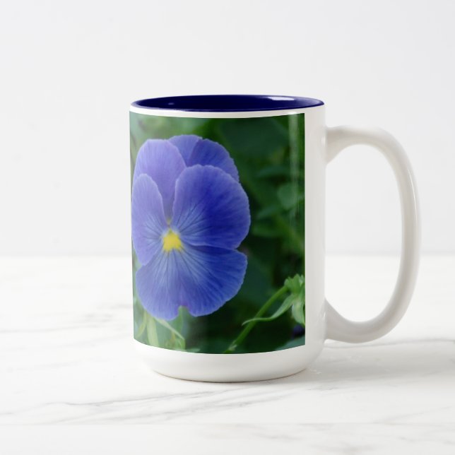 Caneca De Café Em Dois Tons Pansies azuis (Direita)