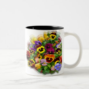 Caneca De Café Em Dois Tons PANSY BEAUTY ~ Ringer Mug #2