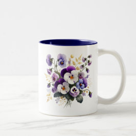 Caneca De Café Em Dois Tons Pansy Floral Mug, Elegant Flower Coffee Cup Gift 