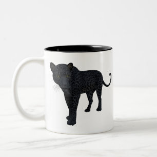 Caneca De Café Em Dois Tons Pantera Negra Leopardo Jaguar Cat Grande Vida Selv