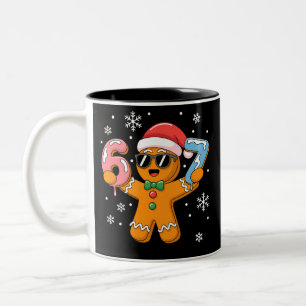 Caneca De Café Em Dois Tons Pão de gengibre engraçado seis sete 67 sorvete got