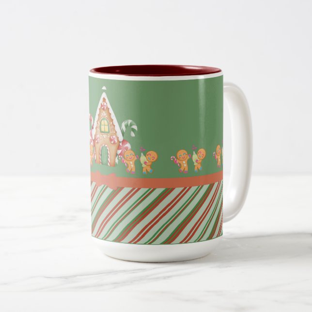 Caneca De Café Em Dois Tons Pão de Natal Chocolate Quente Dois Toneladas (Frente Esquerda)