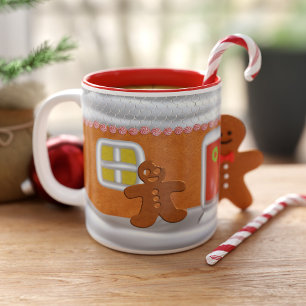 Caneca De Café Em Dois Tons Pão de Natal Feriado Pão de Gingerência Engraç