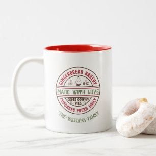 Caneca De Café Em Dois Tons Pão-De-Pão-De-Pão-De-Natal Festivo Personalizado
