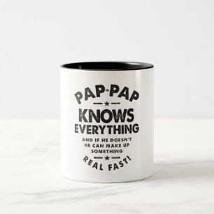 Caneca De Café Em Dois Tons Pap-Pap sabe tudo - Perfeito para os Avós