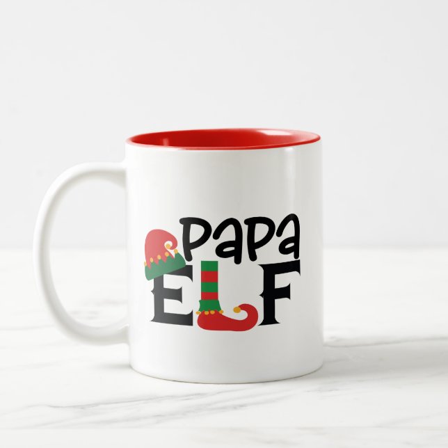 Caneca De Café Em Dois Tons Papa Elf (Esquerda)