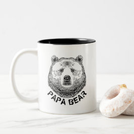 Caneca De Café Em Dois Tons Papá Urso, Ilustração Desenhada À Mão