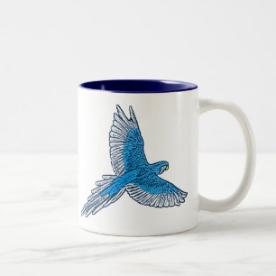 Caneca De Café Em Dois Tons Papagaio a Voo, Azul de Cobalto e Marinho