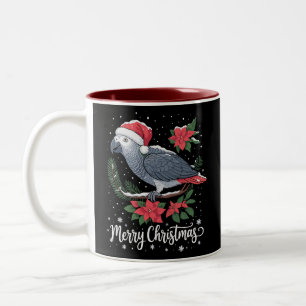 Caneca De Café Em Dois Tons Papagaio Africano Cinzento de Natal 