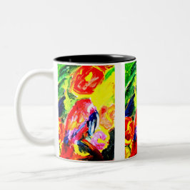 Caneca De Café Em Dois Tons Papagaio alegria de verão