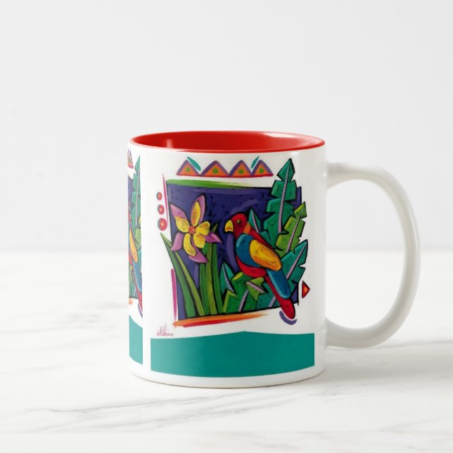Caneca De Café Em Dois Tons Papagaio Caneca-Tropical (Direita)
