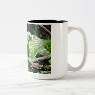 Caneca De Café Em Dois Tons Papagaio de asas vermelhas no Limbo das árvores