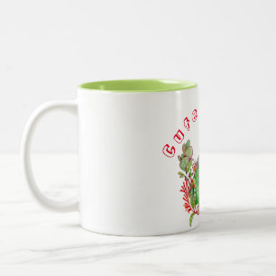 Caneca De Café Em Dois Tons Papagaio-de-corela-branca em flores tropicais