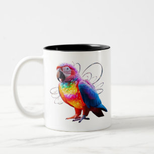 Caneca De Café Em Dois Tons Papagaio Vibrante