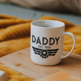 Caneca De Café Em Dois Tons Papai Estabelecido Novo Pai Ano Est Aviação