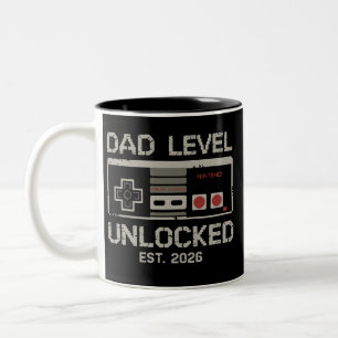 Caneca De Café Em Dois Tons Papai Nível Desbloqueado 2026 Em Breve Papai Jogad