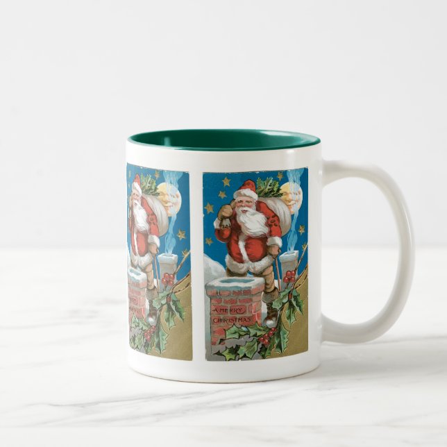 Caneca De Café Em Dois Tons Papai Noel Antigo com Lua (Direita)