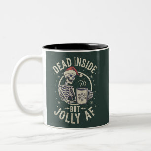 Caneca De Café Em Dois Tons Papai Noel Caveira Morto por Dentro Natal Vintage 