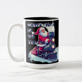 Caneca De Café Em Dois Tons Papai Noel de Trem