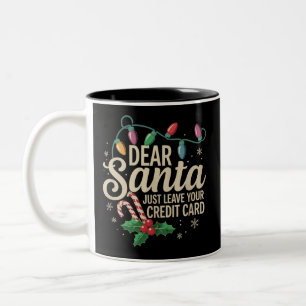 Caneca De Café Em Dois Tons Papai Noel Deixe seu Cartão de Crédito no Natal