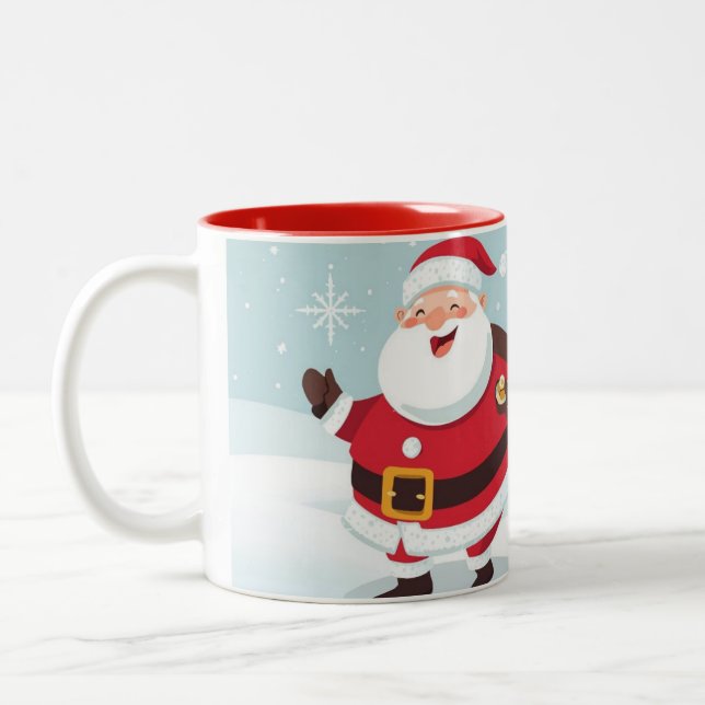 Caneca De Café Em Dois Tons Papai Noel e os renas (Esquerda)