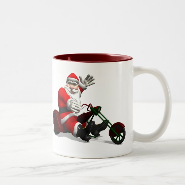 Caneca De Café Em Dois Tons Papai Noel Em Trike (Direita)