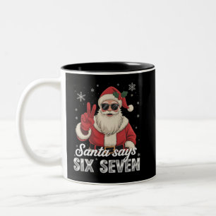 Caneca De Café Em Dois Tons Papai Noel Engraçado Diz Seis Sete Natal 67 Meme X