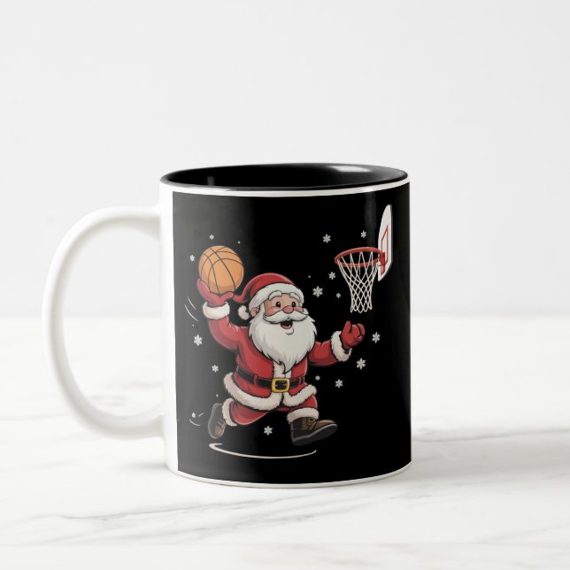 Caneca De Café Em Dois Tons Papai Noel Engraçado Jogando Basquete Presente de  (Esquerda)