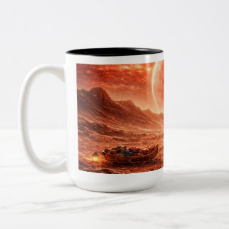 Caneca De Café Em Dois Tons Papai Noel Entrega no Planeta Vermelho