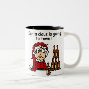 Caneca De Café Em Dois Tons Papai Noel está indo para a cidade