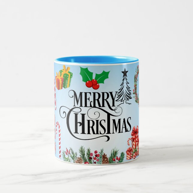 Caneca De Café Em Dois Tons papai noel, feliz natal (Centro)