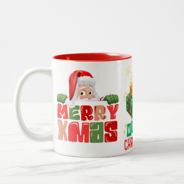 Caneca De Café Em Dois Tons Papai Noel Fofo (Esquerda)