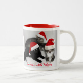 Caneca De Café Em Dois Tons Papai noel Kitten Helpers Mug