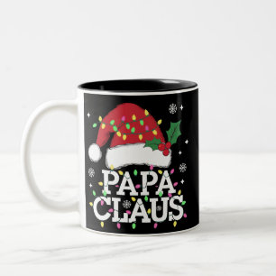Caneca De Café Em Dois Tons Papai Noel Luzes de Natal Família de Pijama Combin