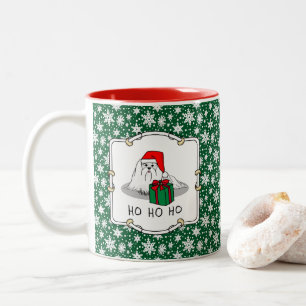 Caneca De Café Em Dois Tons Papai Noel Maltês de Natal Engraçado