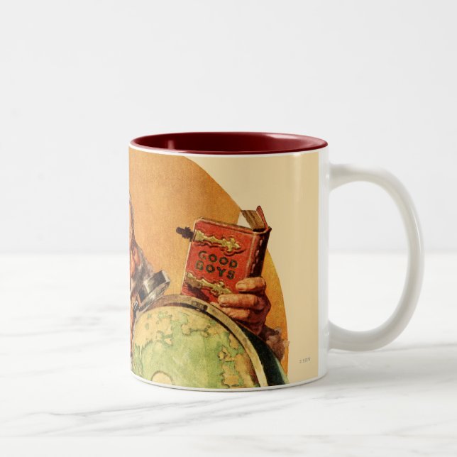 Caneca De Café Em Dois Tons Papai noel no globo (Direita)