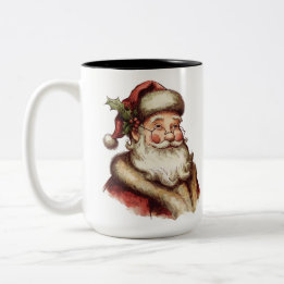 Caneca De Café Em Dois Tons Papai Noel retrô