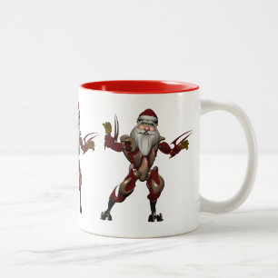 Caneca De Café Em Dois Tons Papai Noel Robô