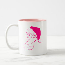 Caneca De Café Em Dois Tons Papai Noel Rosa Retro