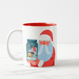 Caneca De Café Em Dois Tons Papai Noel Rústico em Pote de Pedra Cidade