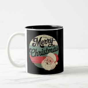 Caneca De Café Em Dois Tons Papai Noel Vintage Feliz Natal Rosto Antigo