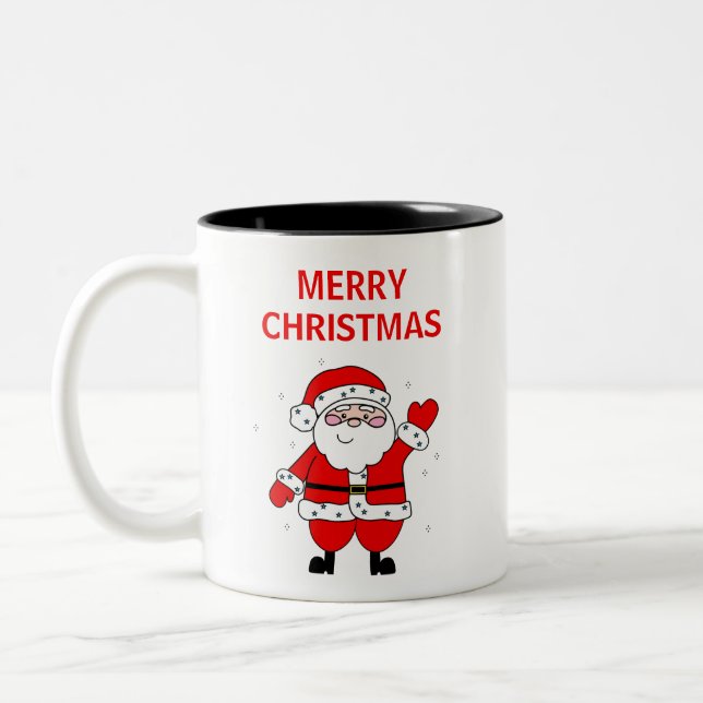 Caneca De Café Em Dois Tons Papais noeis bonitos Feliz Natal (Esquerda)