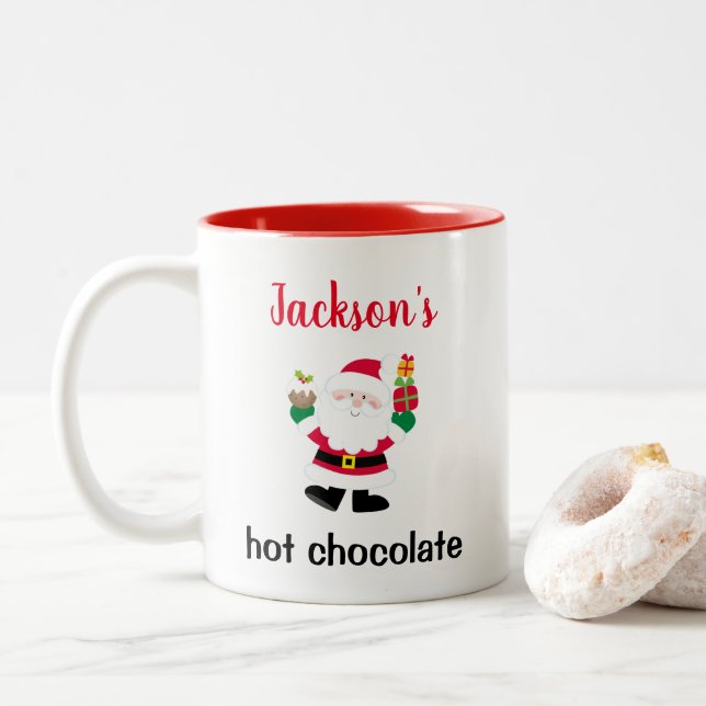 Caneca De Café Em Dois Tons Papais noeis Bonitos Personalizados Crianças de Na (Com Donut)